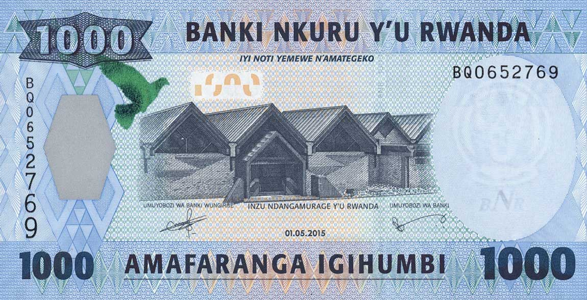 Front of Rwanda p39a: 1000 Francs from 2015