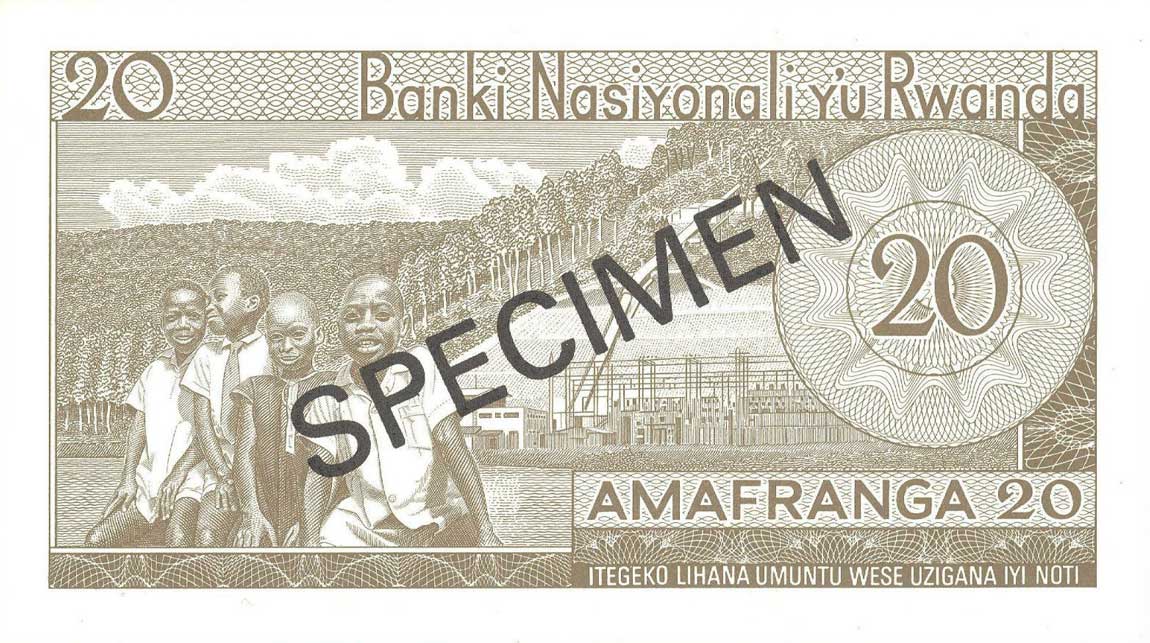 Back of Rwanda p6s4: 20 Francs from 1974