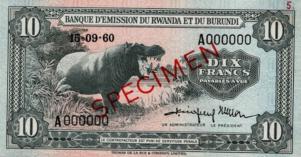 Gallery image for Rwanda-Burundi p2s: 10 Francs