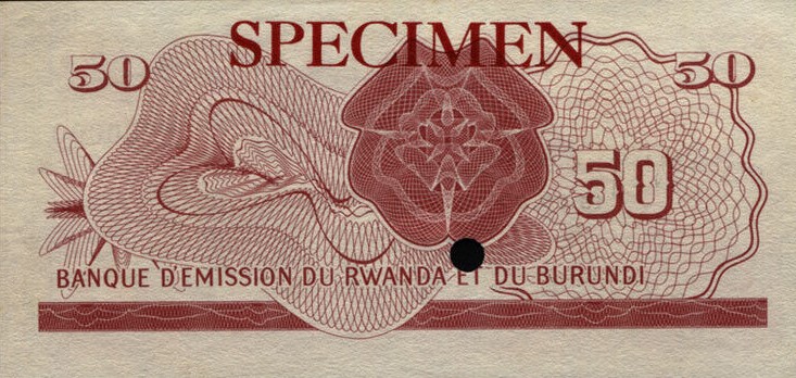 Back of Rwanda-Burundi p4s: 50 Francs from 1960