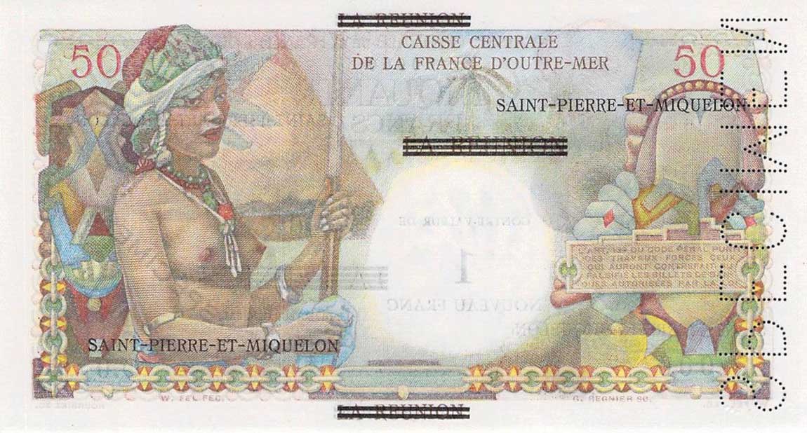 Back of Saint Pierre and Miquelon p30s: 1 Nouveau Franc from 1960