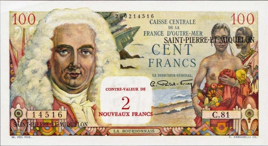 Front of Saint Pierre and Miquelon p32: 2 Nouveaux Francs from 1963