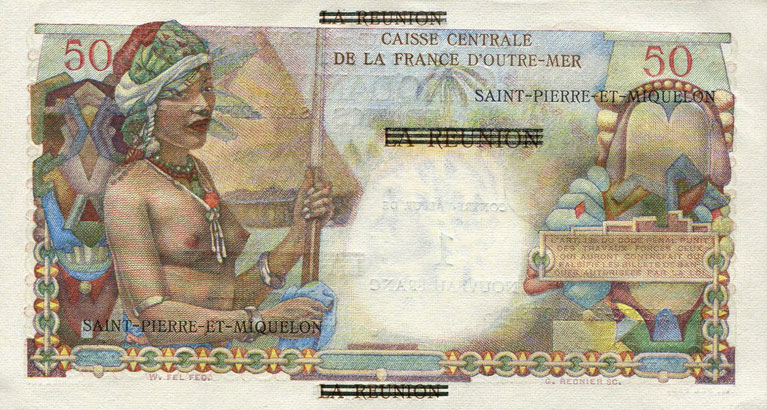 Back of Saint Pierre and Miquelon p30b: 1 Nouveau Franc from 1960