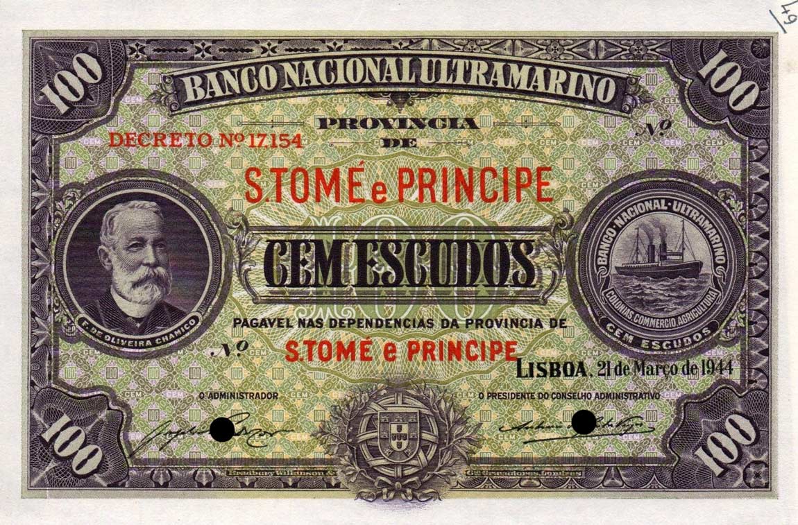 Front of Saint Thomas and Prince p31s: 100 Escudos from 1944