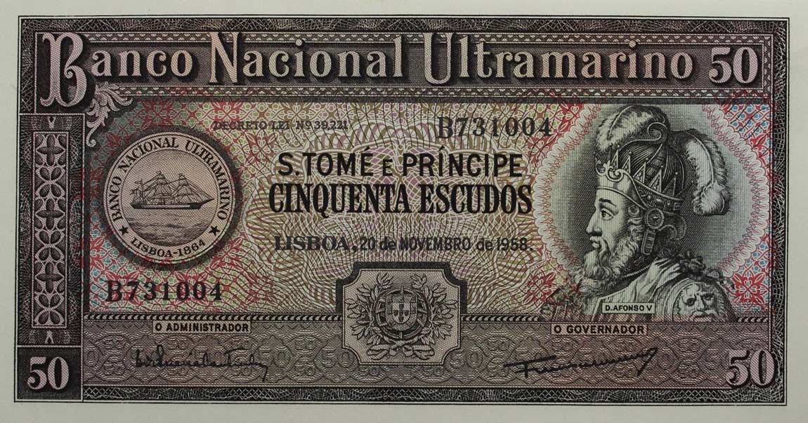 Front of Saint Thomas and Prince p37a: 50 Escudos from 1958