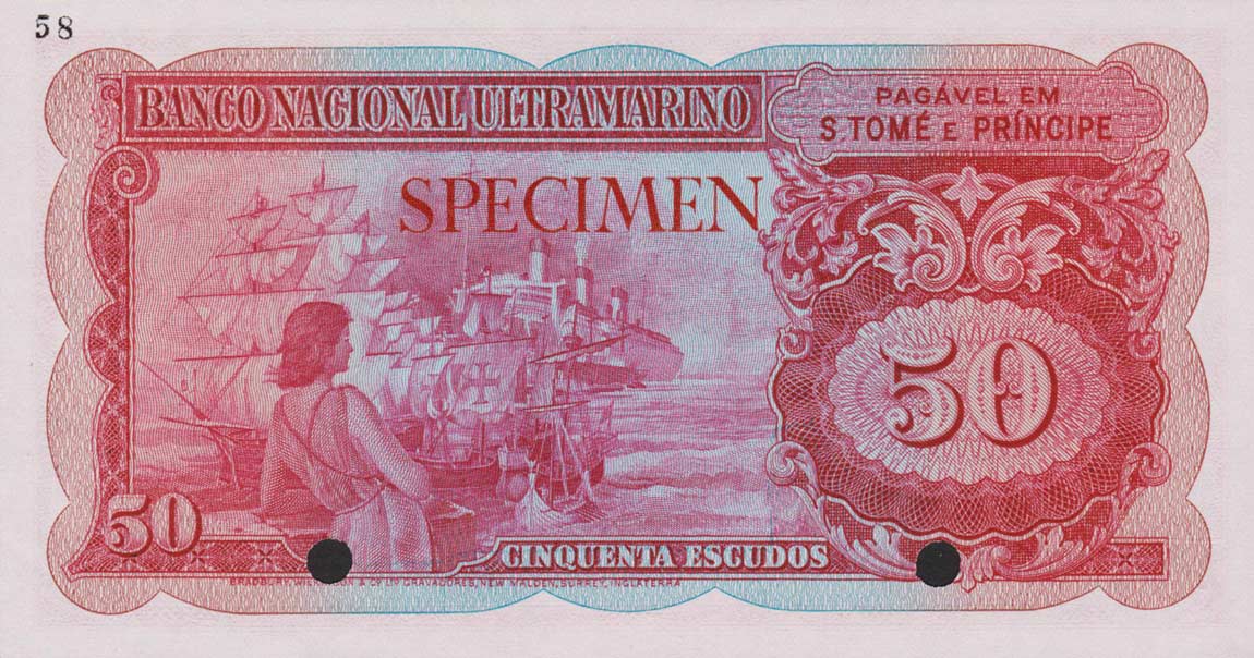 Back of Saint Thomas and Prince p37ct: 50 Escudos from 1958