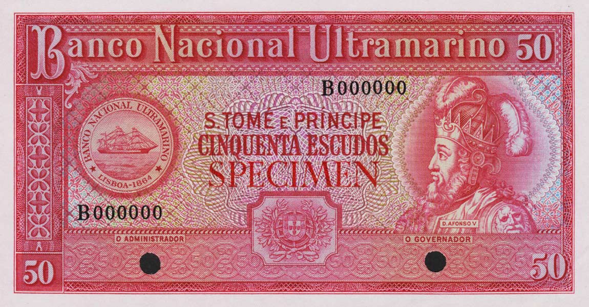 Front of Saint Thomas and Prince p37ct: 50 Escudos from 1958
