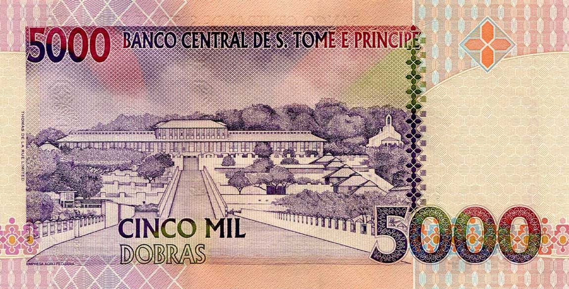 Back of Saint Thomas and Prince p65b: 5000 Dobras from 1996