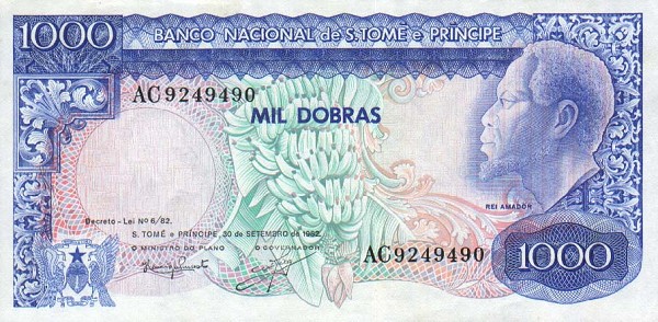 Front of Saint Thomas and Prince p59: 1000 Dobras from 1982