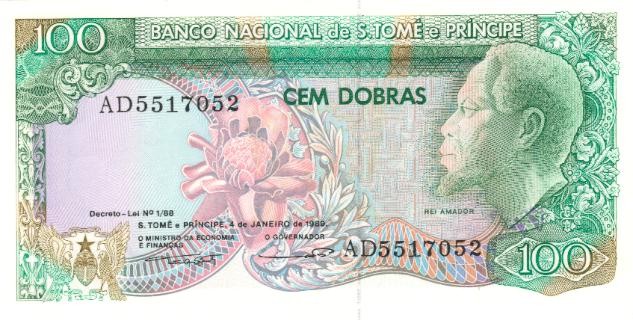 Front of Saint Thomas and Prince p60a: 100 Dobras from 1989