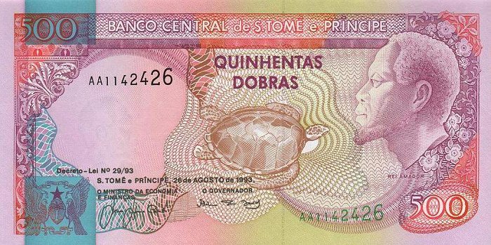 Front of Saint Thomas and Prince p63a: 500 Dobras from 1993