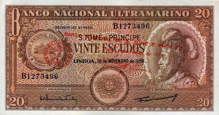 Front of Saint Thomas and Prince p44a: 20 Escudos from 1976