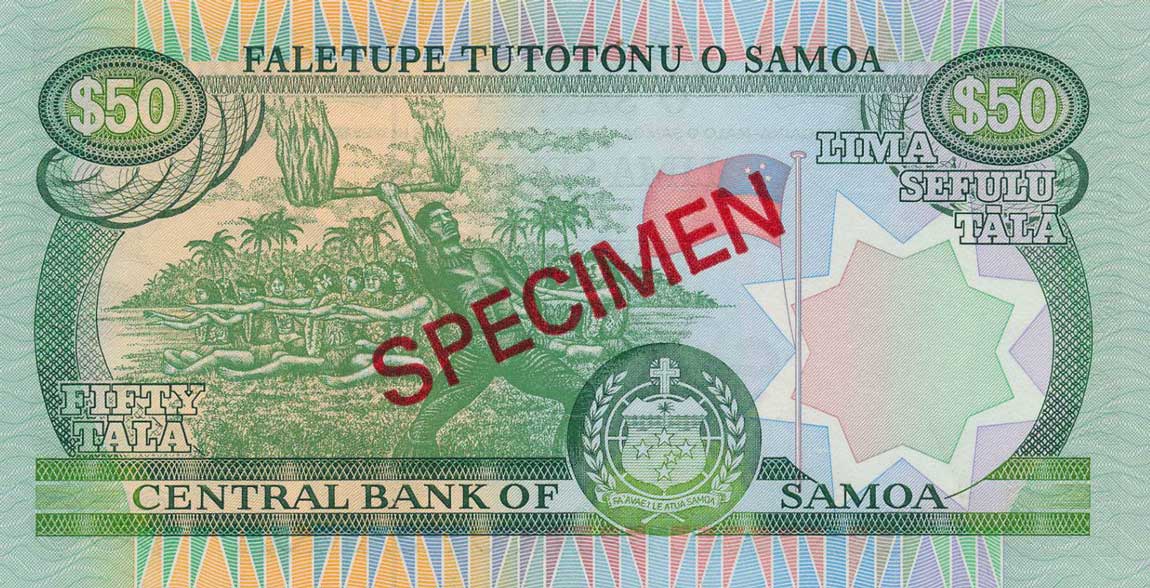 Back of Samoa p29s: 50 Tala from 1990