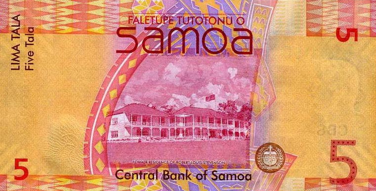 Back of Samoa p38a: 5 Tala from 2008