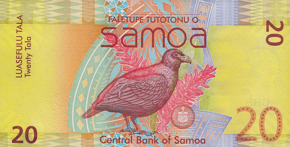 Back of Samoa p40a: 20 Tala from 2008