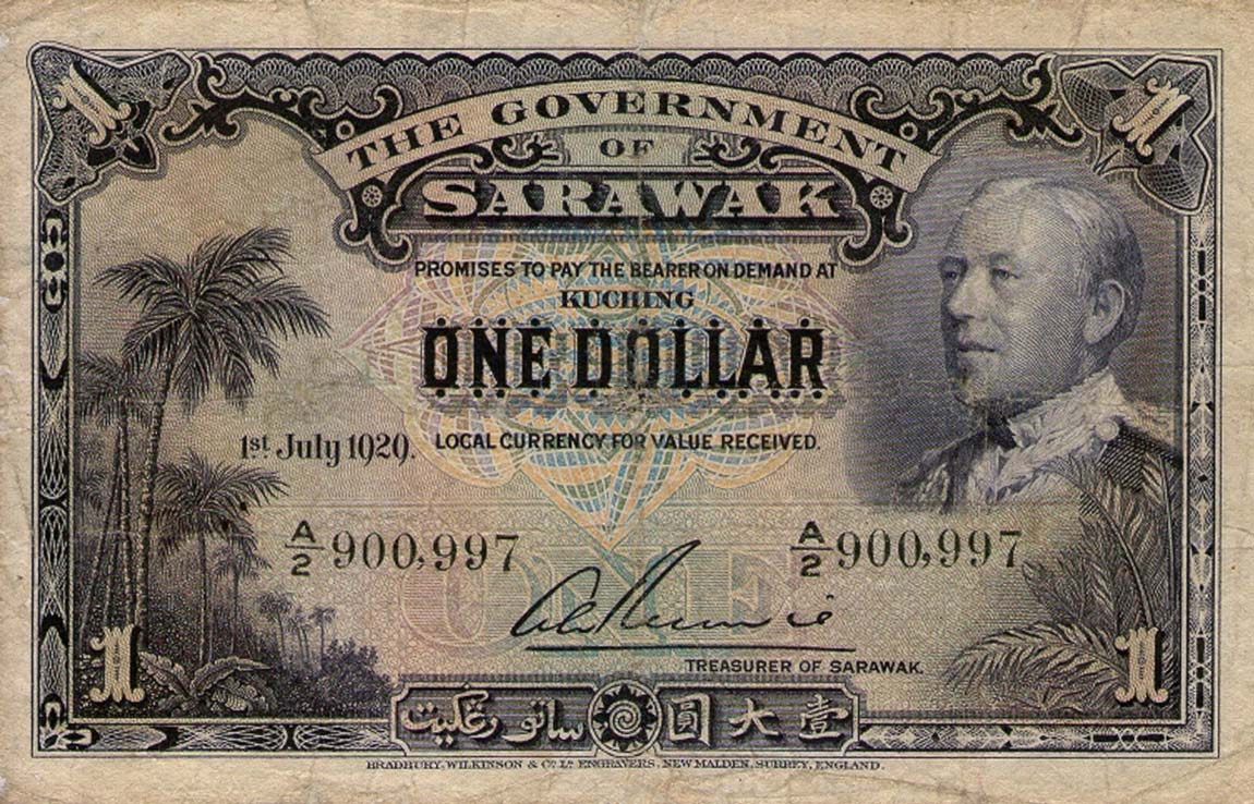 Front of Sarawak p14: 1 Dollar from 1929
