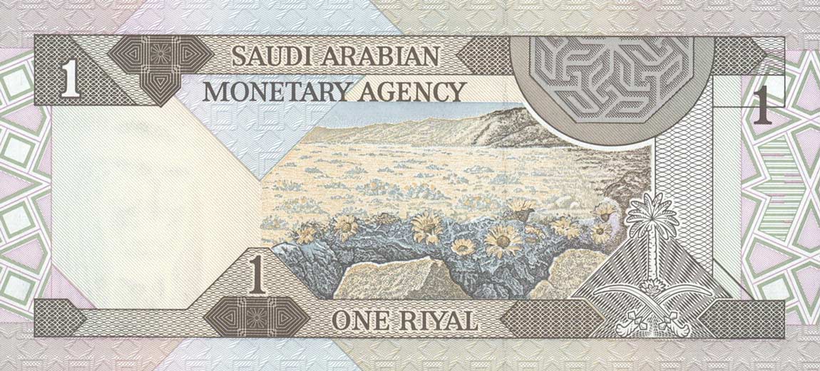 Back of Saudi Arabia p21c: 1 Riyal from 1984
