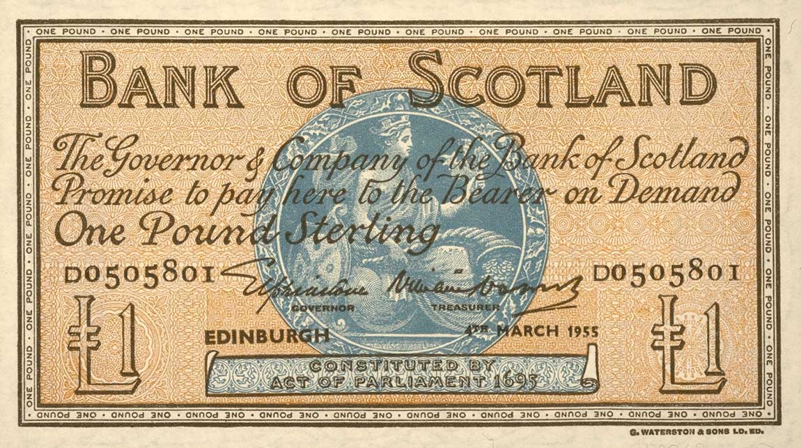 Front of Scotland p100a: 1 Pound from 1955