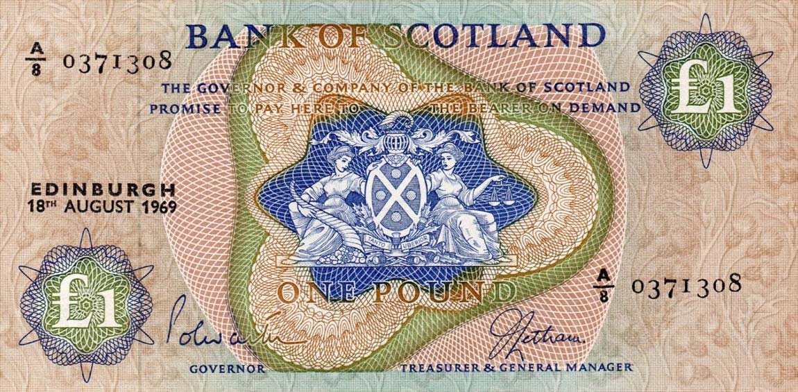 Front of Scotland p109b: 1 Pound from 1969