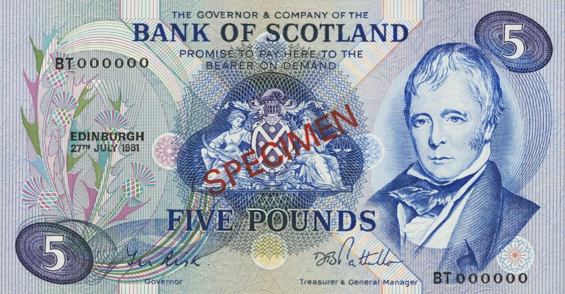 Front of Scotland p112s: 5 Pounds from 1970