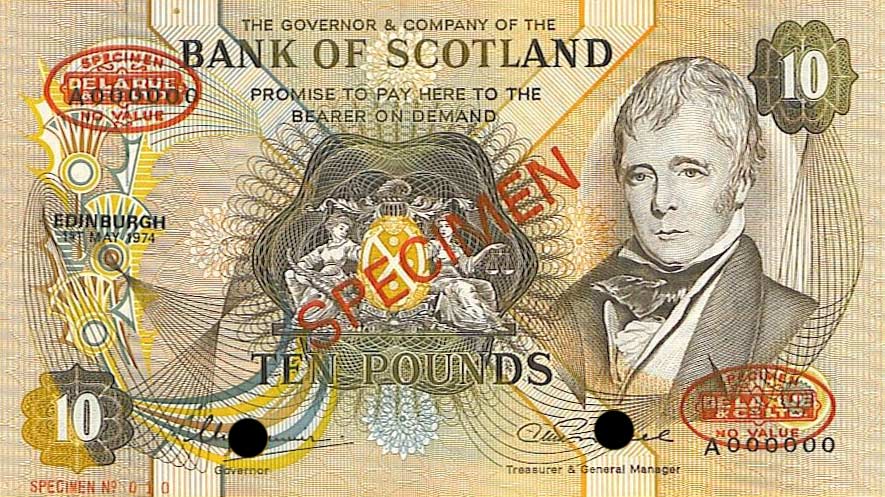 Front of Scotland p113s: 10 Pounds from 1974