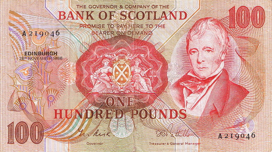 Front of Scotland p115e: 100 Pounds from 1982