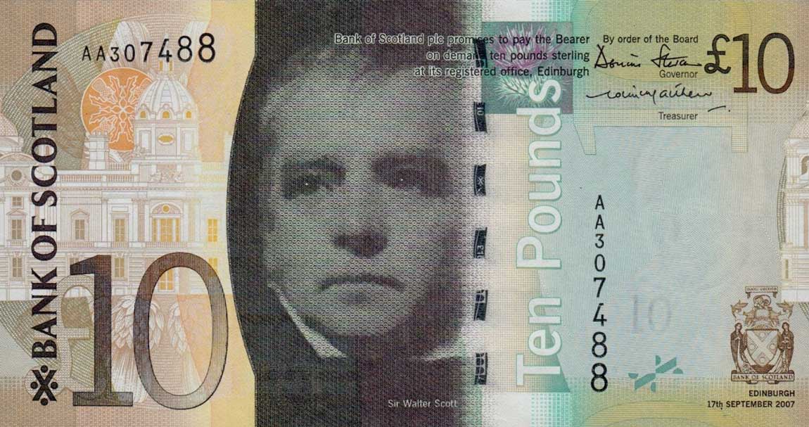 Front of Scotland p125a: 10 Pounds from 2007