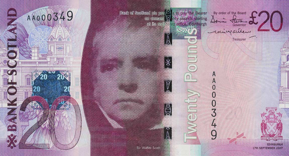 Front of Scotland p126a: 20 Pounds from 2007