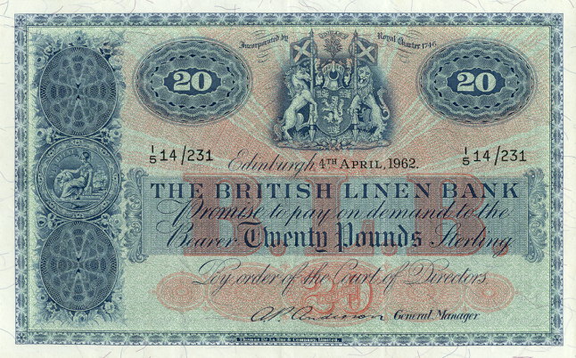 Front of Scotland p164a: 20 Pounds from 1962