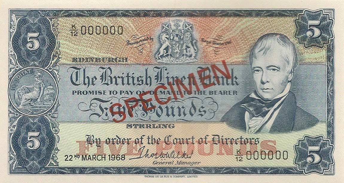 Front of Scotland p170s: 5 Pounds from 1968
