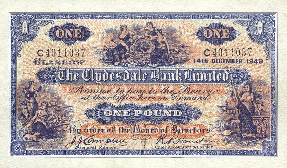 Front of Scotland p189f: 1 Pound from 1948