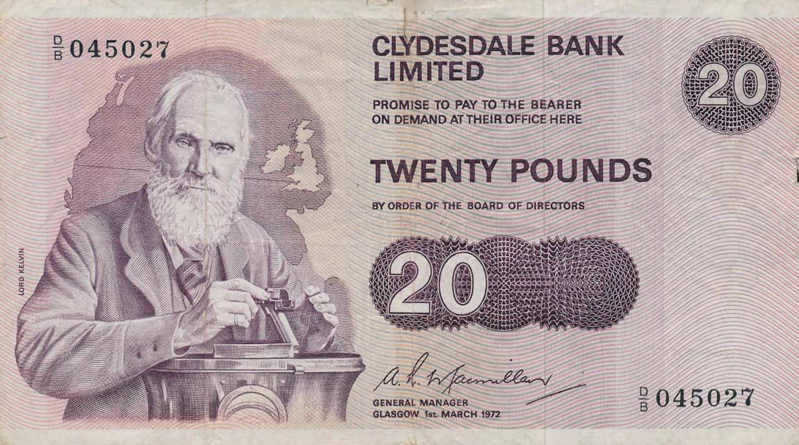 Front of Scotland p208a: 20 Pounds from 1972
