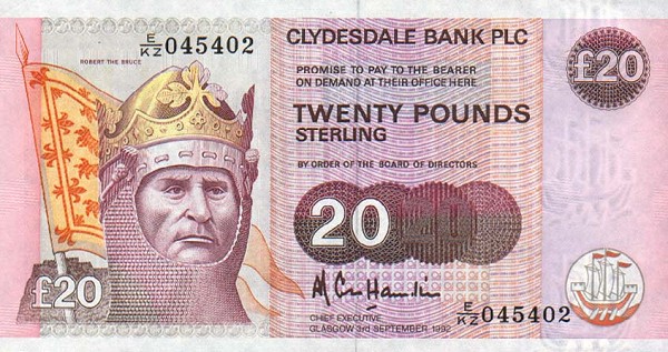 Front of Scotland p220a: 20 Pounds from 1990