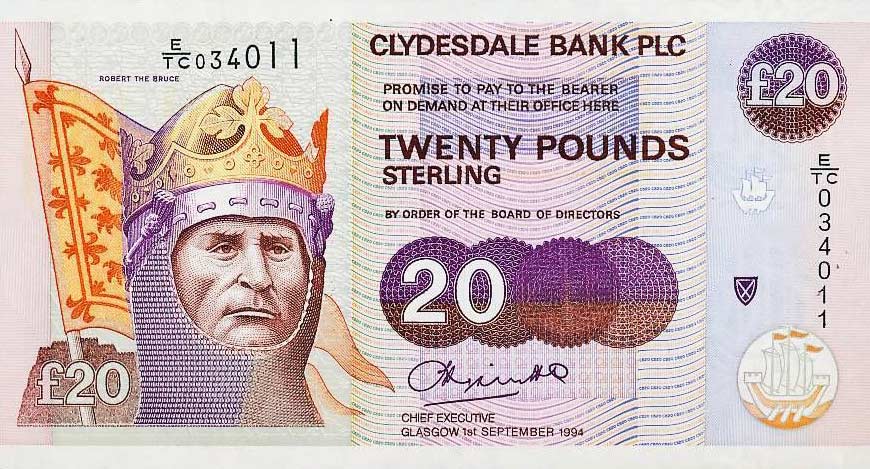 Front of Scotland p221a: 20 Pounds from 1994