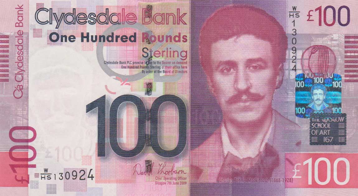 Front of Scotland p229M: 100 Pounds from 2009