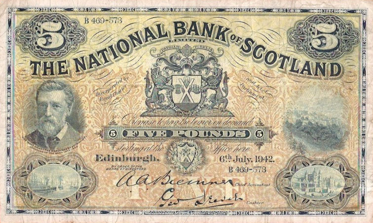 Front of Scotland p259c: 5 Pounds from 1942