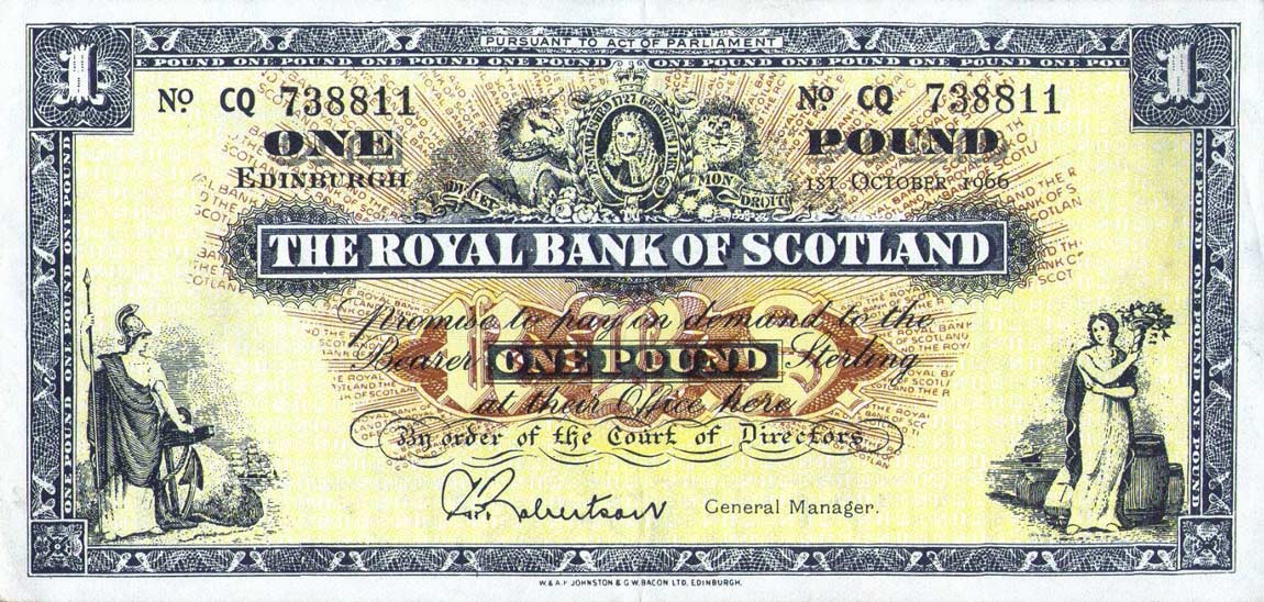 Front of Scotland p325b: 1 Pound from 1965