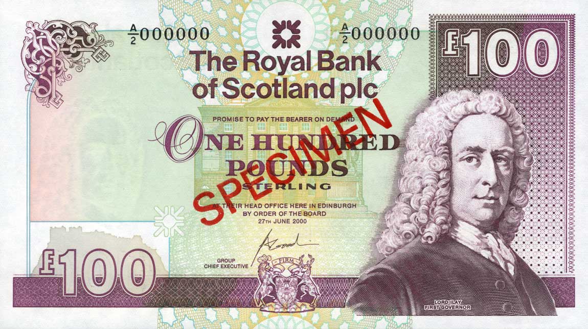 Front of Scotland p350s: 100 Pounds from 1987