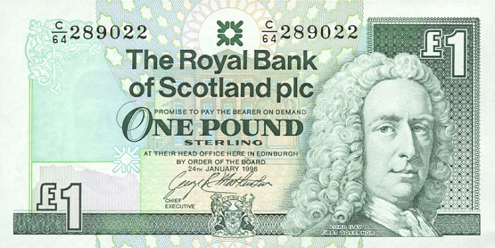 Front of Scotland p351c: 1 Pound from 1992