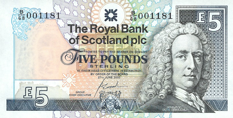Front of Scotland p352d: 5 Pounds from 2000