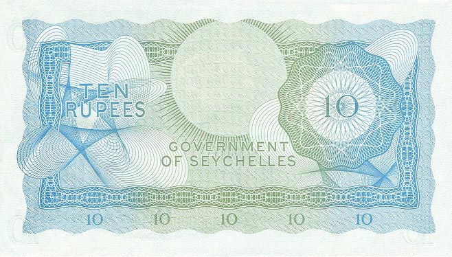 Back of Seychelles p15b: 10 Rupees from 1974