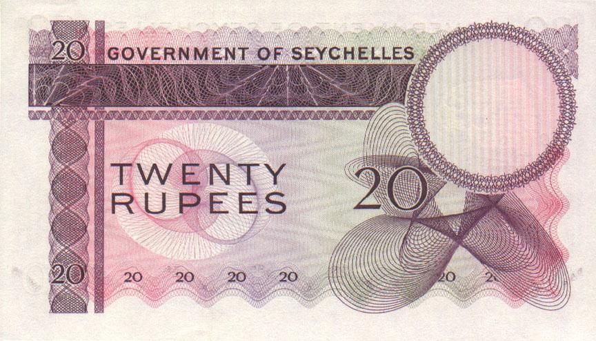 Back of Seychelles p16b: 20 Rupees from 1971