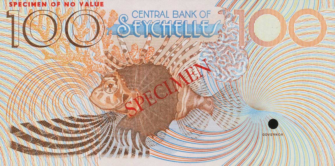 Front of Seychelles p31s: 100 Rupees from 1983