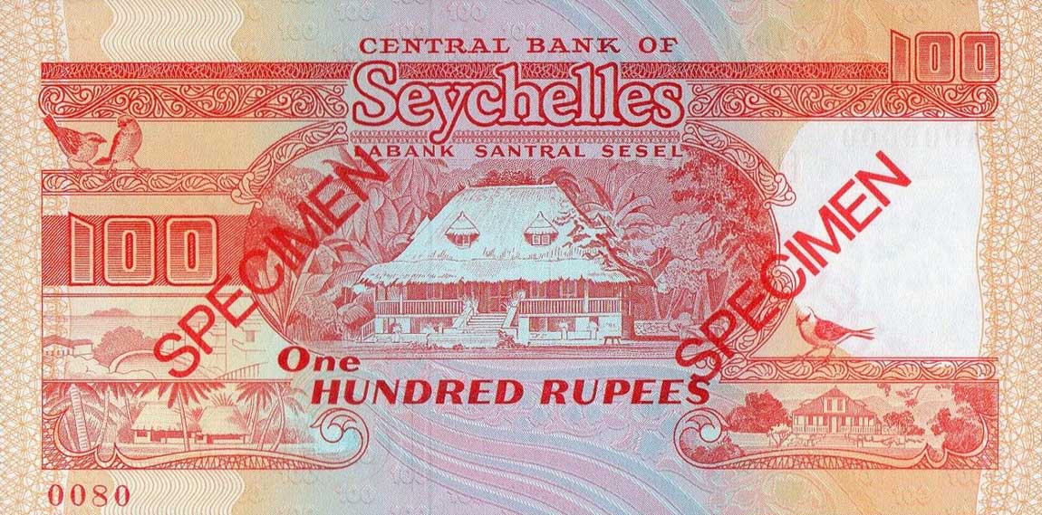 Back of Seychelles p35s: 100 Rupees from 1989