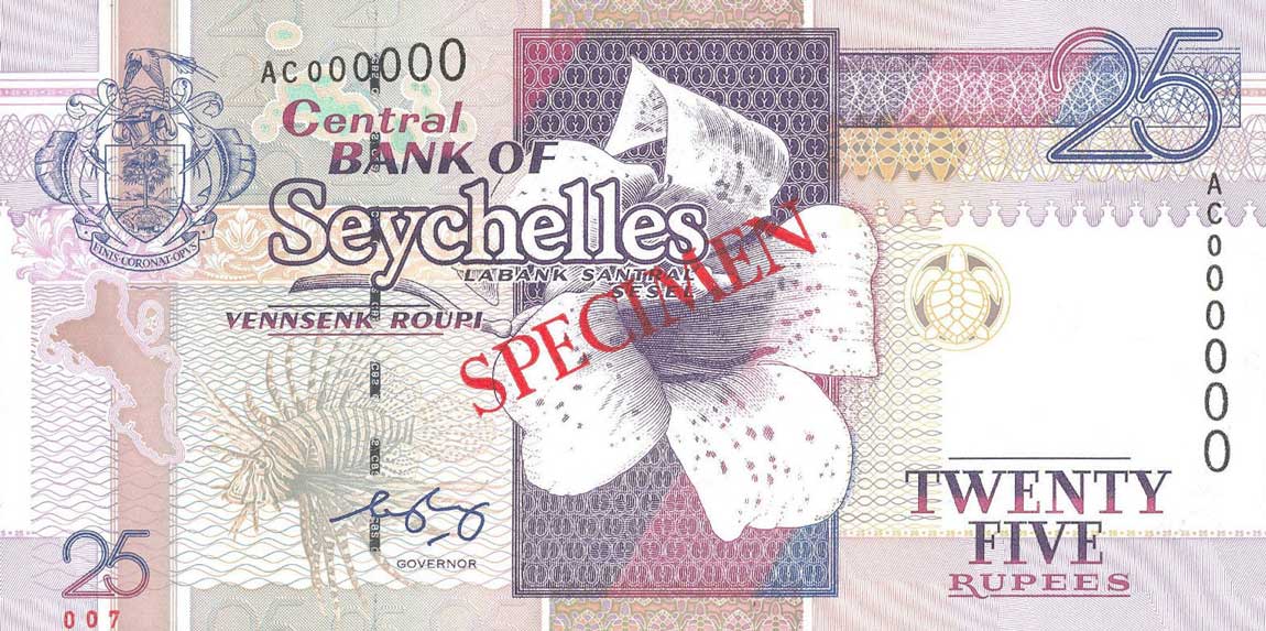 Front of Seychelles p37s: 25 Rupees from 1998
