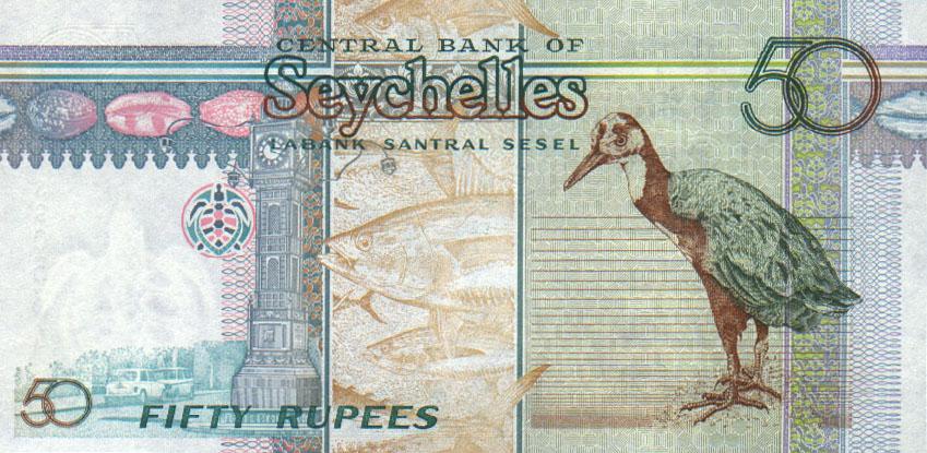 Back of Seychelles p38a: 50 Rupees from 1998