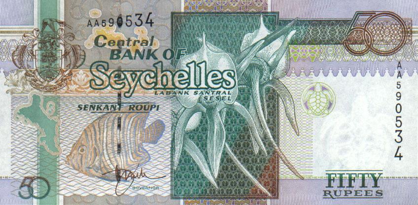 Front of Seychelles p38a: 50 Rupees from 1998
