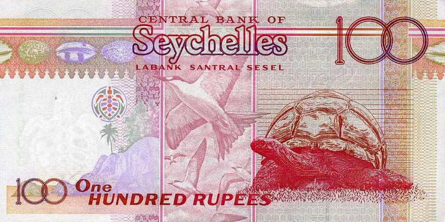 Back of Seychelles p40a: 100 Rupees from 2001