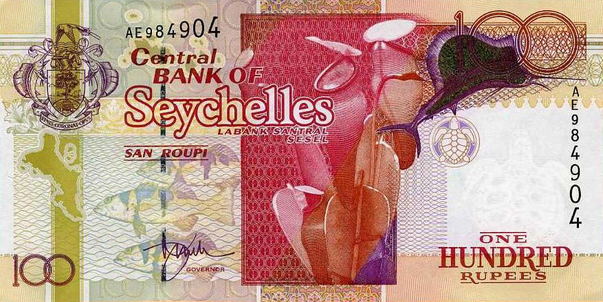 Front of Seychelles p40a: 100 Rupees from 2001