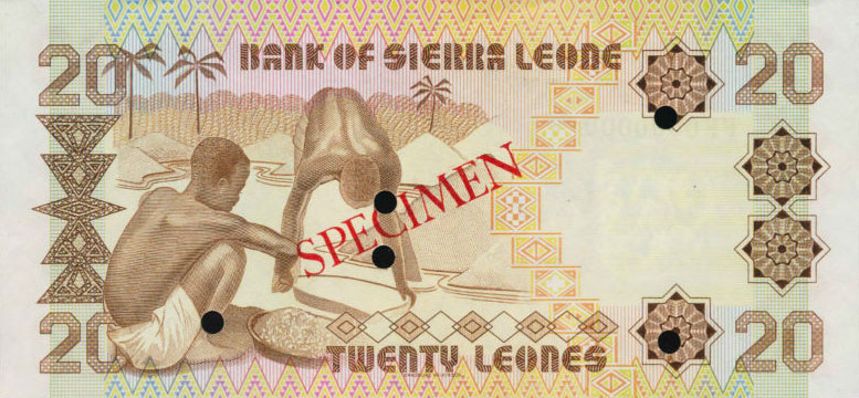 Back of Sierra Leone p14s: 20 Leones from 1982